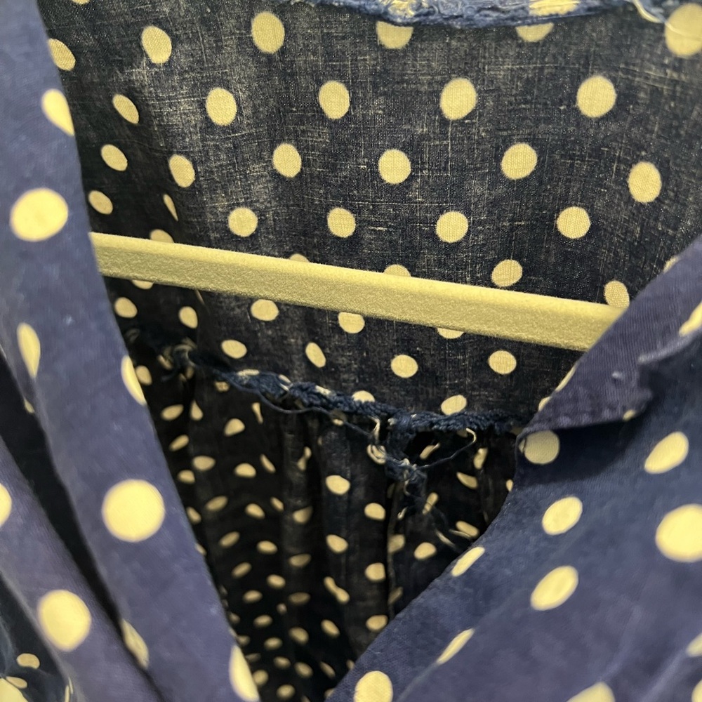 Vintage Polka Dot Navy Blue Women's Top - Picture 3 of 5